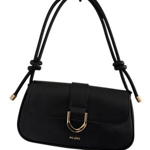 Aldo Elegant Black Shoulder Bag with Gold Accents